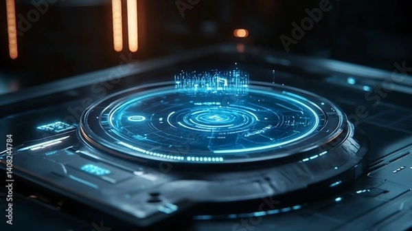 Fototapeta Futuristic technology with ai robot manipulating glowing data interface image