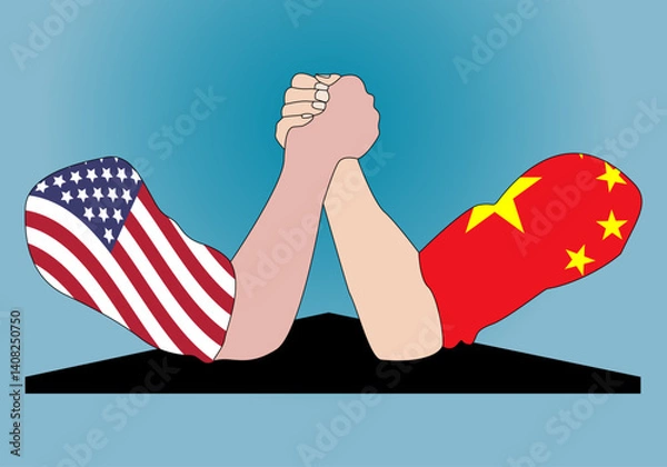 Obraz EEUU y China echando un pulso. Lucha entre EEUU y China. Conflicto entre USA Y China