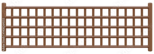 Fototapeta Wooden balustrade element in rectangle hole. 3d rendering.