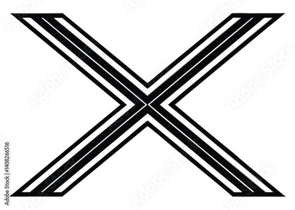 Fototapeta X mark line art silhouette vector for rejection, error, and cancel themes