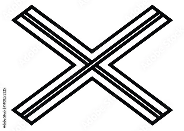 Fototapeta X mark line art silhouette vector for rejection, error, and cancel themes