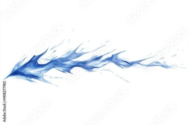 Obraz Blue watercolor flowing design isolated on white background