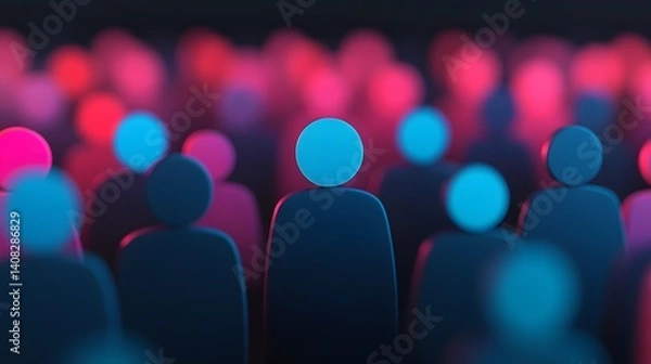 Fototapeta A creative depiction of demographic segmentation glowing heatmaps and persona clusters merging into vibrant trend graphs