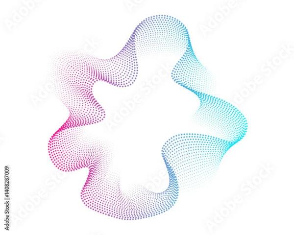 Fototapeta Set of multicolored neon sound dots waves. Sound curve , radial spectrum. Colorful template for music poster and banner. Vector radial spectrum.