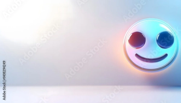 Obraz Emoticon 3d icon illustration. Emoji vector icon illustration.  3d Icon of smiley face Isolated on Soft Pastel Background. 3d happy funny droll emoji icon.