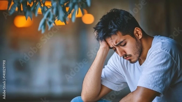Obraz Young man suffering from drug addiction withdrawal symptoms