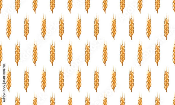 Fototapeta Wheat field seamless pattern. Ears of wheat on a white background. Agricultural field of grain crops.