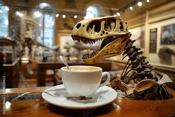 Obraz Fossil exhibit featuring a coffee break.