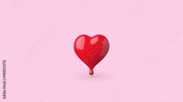 Fototapeta Blood drop in heart shape isolate on pink background. Blood Donation Concept.