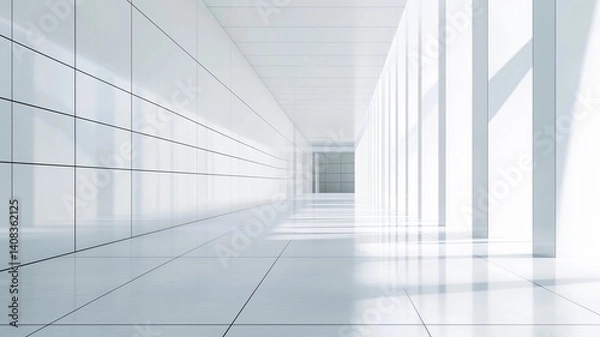 Fototapeta Bright and Minimalistic Corridor With Clean Lines