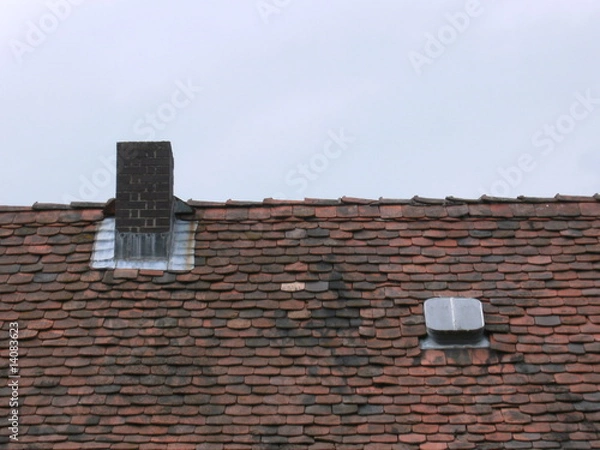Obraz dachfenster und schornstein