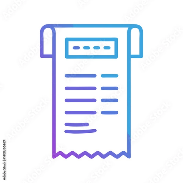 Fototapeta Printed Receipt Icon Representing Point of Sale and Transaction Confirmation