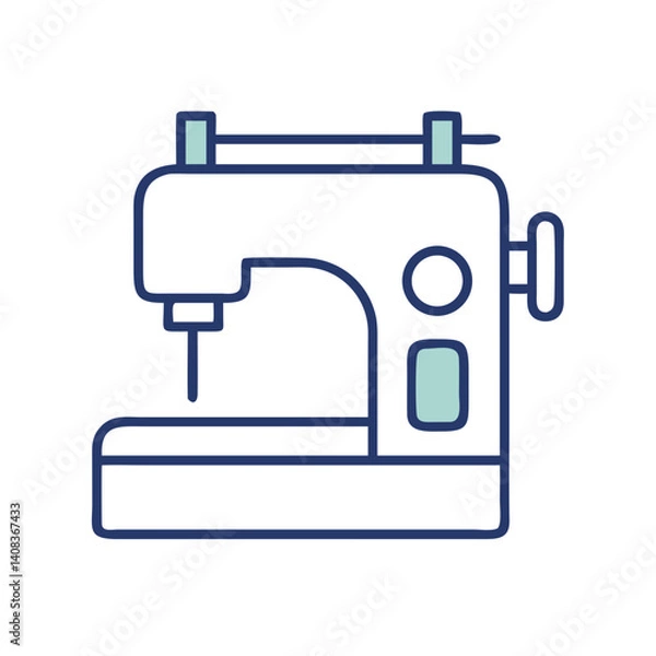 Fototapeta Sewing Machine Icon Representing Textile Crafting and Garment Creation