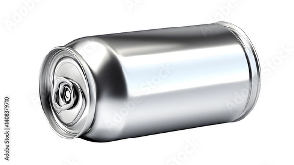 Fototapeta A sleek metallic can lying on its side ideal for product design and advertising visuals