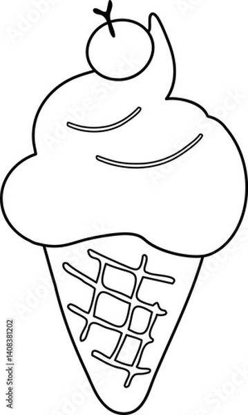 Fototapeta Ice cream cone outline - line vector icon simple