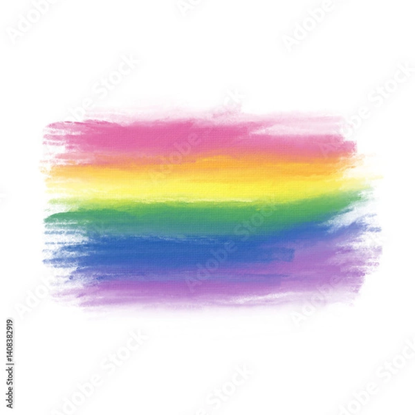 Obraz rectangle rainbow oil painted button, design element with smear effect