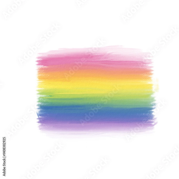 Obraz rectangle rainbow oil painted button, design element with soft stroke effect