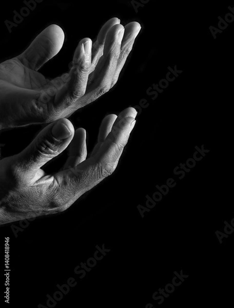 Fototapeta Praying to God with hands together stock image stock photo