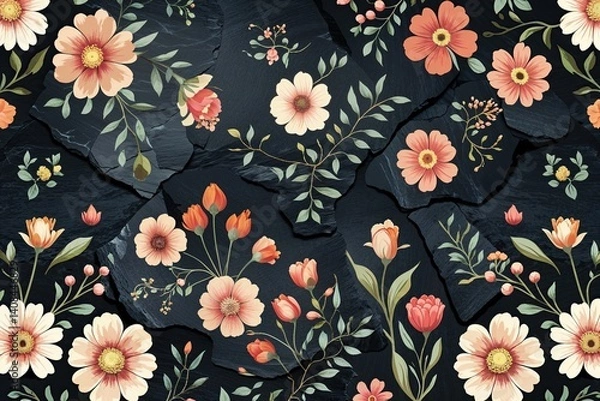 Fototapeta Floral Slate Pattern and Texture Design for Backgrounds