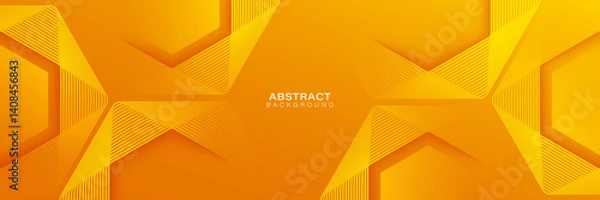 Fototapeta Orange and yellow gradient abstract background. Glowing geometric lines pattern. Modern futuristic graphic. Suit for cover, header, presentation, banner, wallpaper, website, advertise