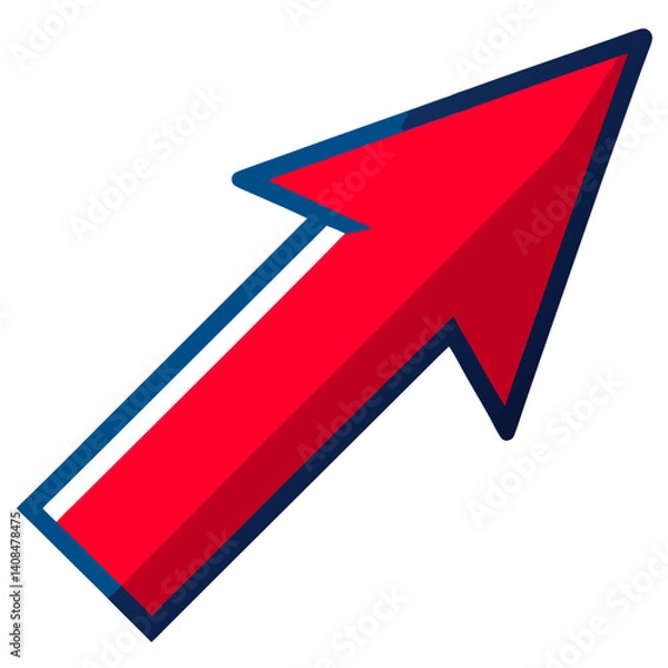 Fototapeta Red Minimal Arrow Icon Pointing Upwards in Flat Style  