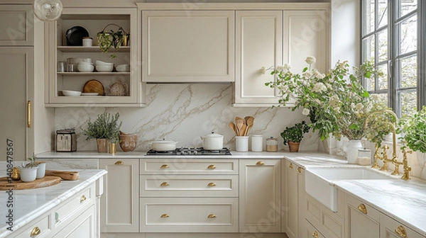 Fototapeta modern kitchen interior with kitchen