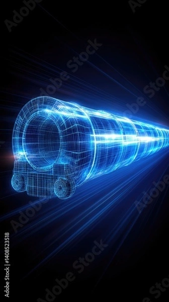 Fototapeta Futuristic train design, highlighted by digital light.