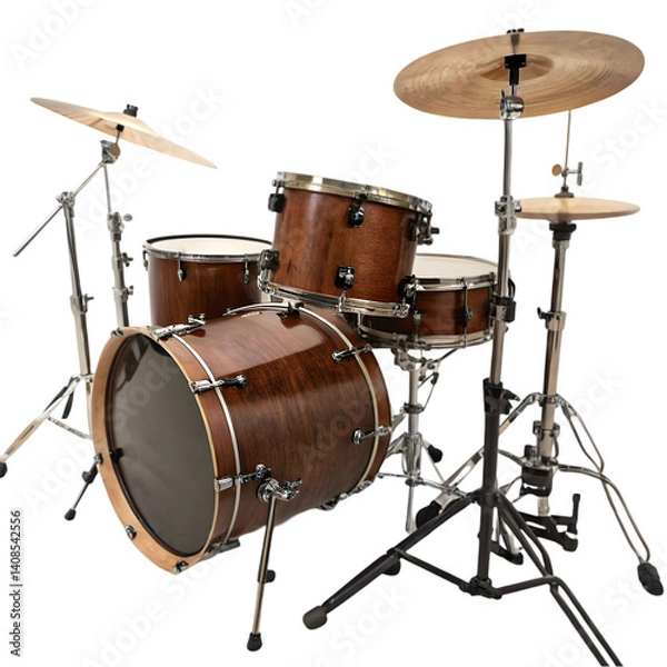 Fototapeta Drum Kit: Mahogany Finish, Studio Quality isolated on transparent background