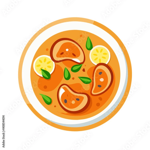 Obraz Illustration of Tom Yum soup bowl on black background