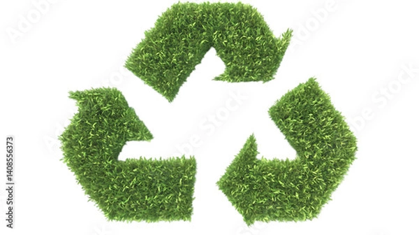 Obraz 3D Illustration Of Green Recycle Symbol With Transparent Background