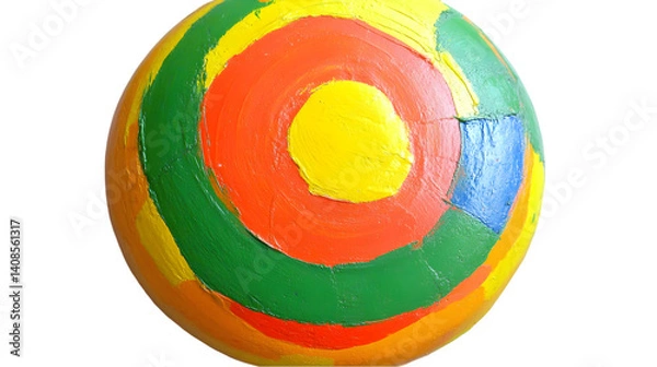 Obraz Abstract Illustration Of A Colorful Sphere With Paint Strokes Isolated On Transparent Background