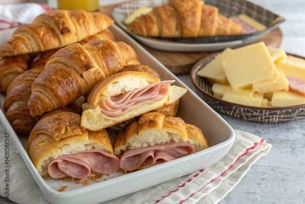 Obraz Ham and cheese croissant platter