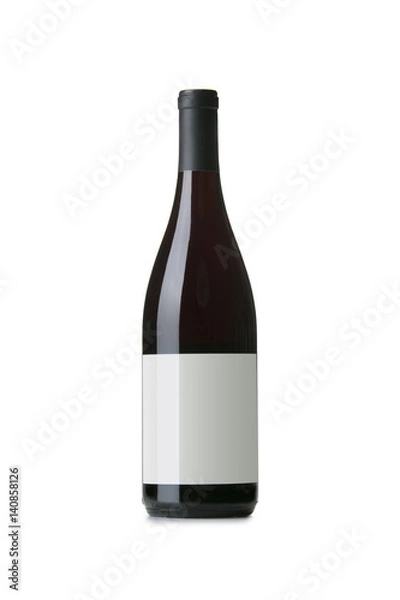 Fototapeta Red Wine on White Background with Blank Label