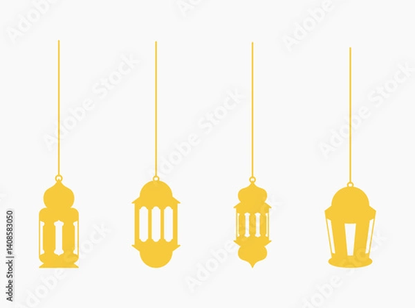 Fototapeta Collection of hanging Islamic Arabic lantern ornament designs. Lantern element for Ramadan kareem greeting template 