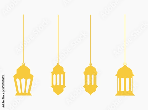 Fototapeta Collection of hanging Islamic Arabic lantern ornament designs. Lantern element for Ramadan kareem greeting template 