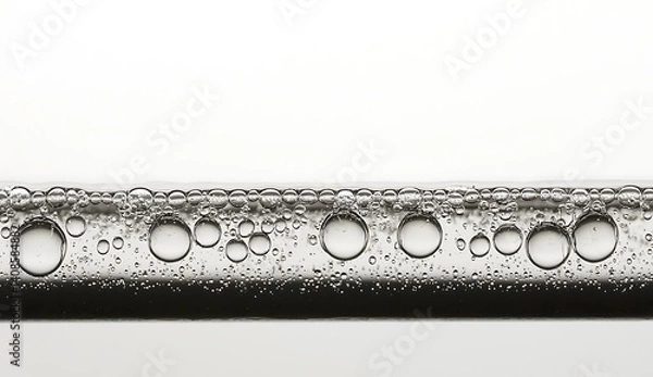 Obraz Close-Up of Rising Bubbles in Clear Liquid Against White Background