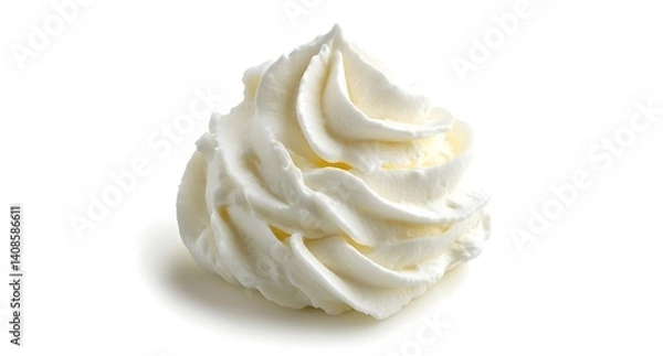 Fototapeta Light and Fluffy Whipped Cream Swirl Isolated on White Background
