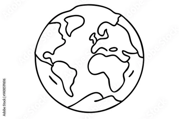 Obraz Earth Planet Illustration, Globe Line Art, Minimalist World Drawing, Global Symbol Sketch