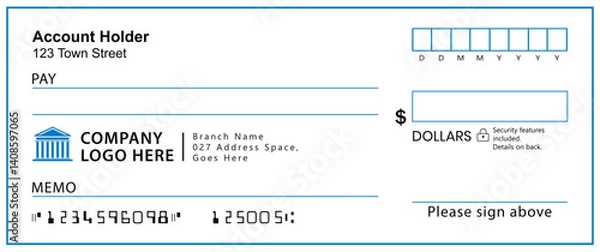 Fototapeta Presentation Check Template Giant Large Donor Check for Business. Vector