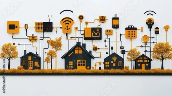 Obraz Smart Home Technology: A Connected Neighborhood of the Future