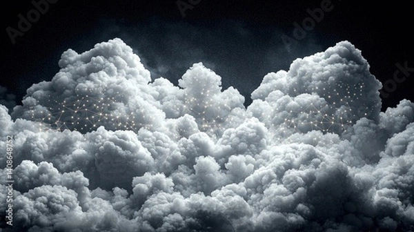 Fototapeta Cloud Computing Network: Digital Constellation in the Sky