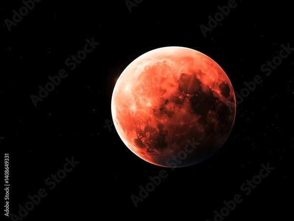 Fototapeta Red Moon in Dark Space