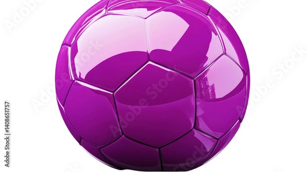 Obraz Glossy 3D Purple Soccer Ball Isolated on Transparent Background