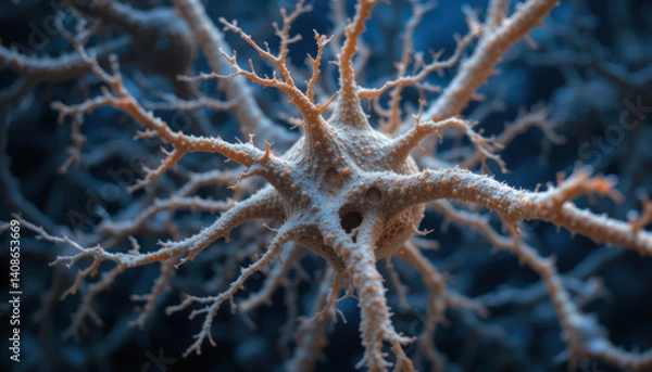 Fototapeta Brain Disease Mental Cells,detailed close up of neuron showcasing its intricate structure