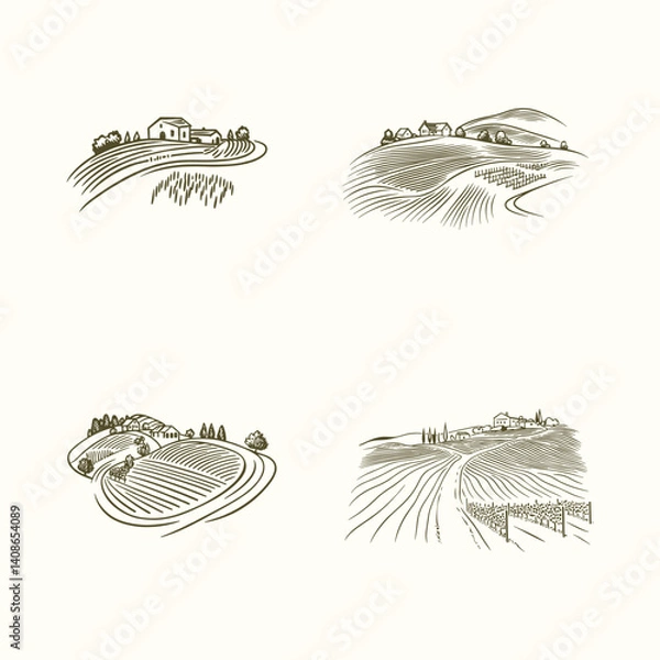 Fototapeta Rustic farmhouse design vector template illustration