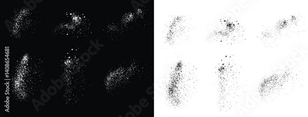 Fototapeta Realistic grungy collection of paint ink vector black and white brush strokes bloody splatter blood background