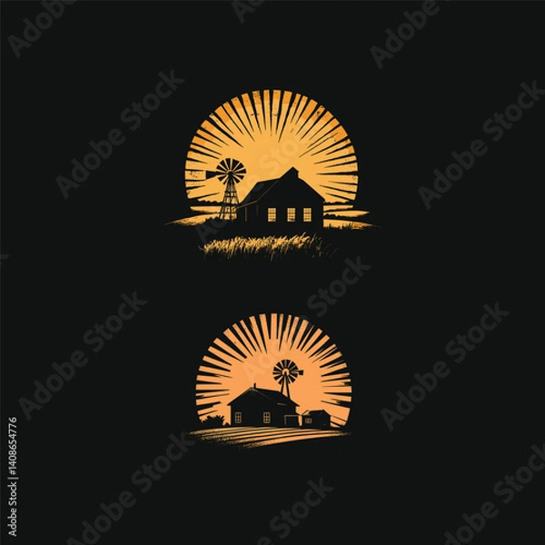 Fototapeta Rustic farmhouse design vector template illustration