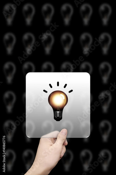 Obraz Bulb symbol message box with bulb background