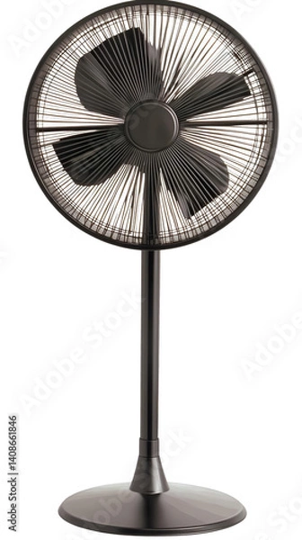 Obraz Isolated Black Electric Fan on Transparent Background Object Photo