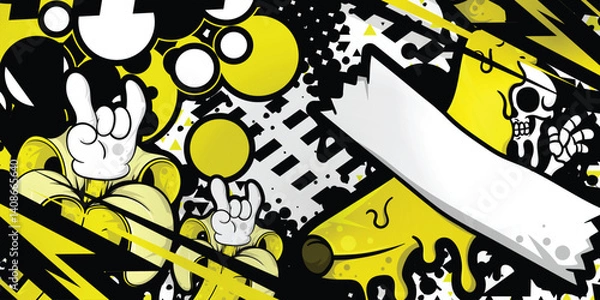 Fototapeta Abstract livery background with cartoon objects